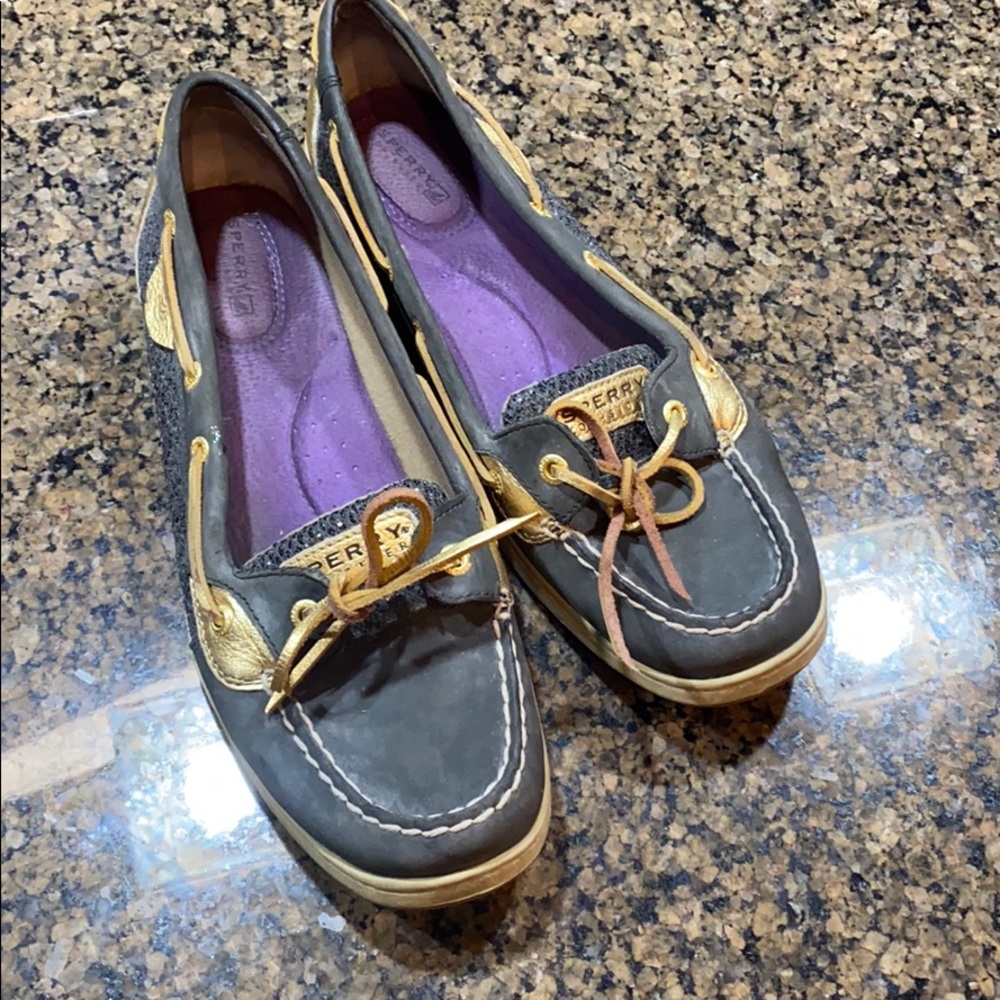 Black and Gold Sperrys